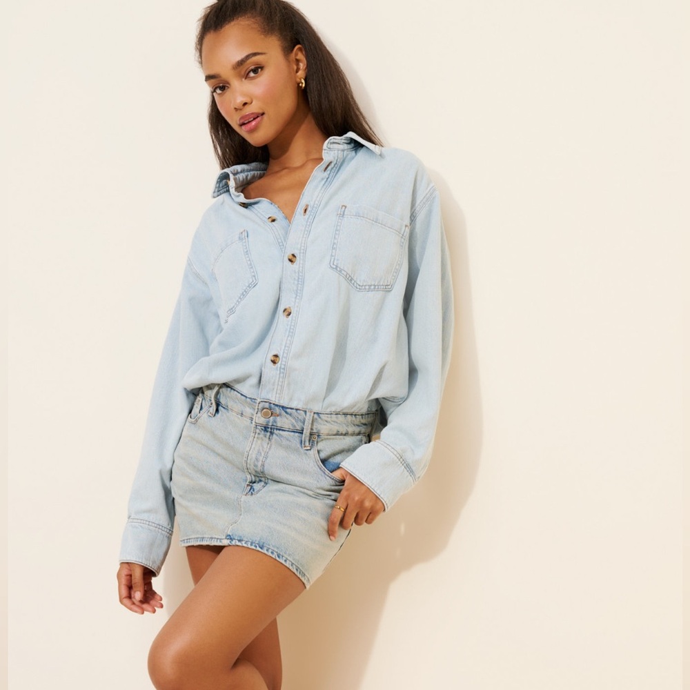Good American Jean Shirt Mini Dress